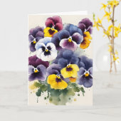 Carte Pensée - Fleurs à l'aquarelle (Fleur jaune)