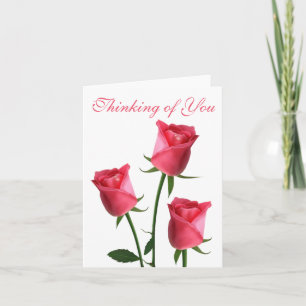 Carte Pensée florale de toi Fleurs roses roses Mlle You