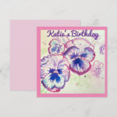 Carte Pensée Pensées Fleur Violet Floral Rose (Devant / Derrière)