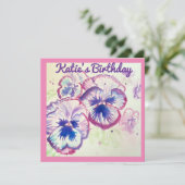 Carte Pensée Pensées Fleur Violet Floral Rose (Debout devant)