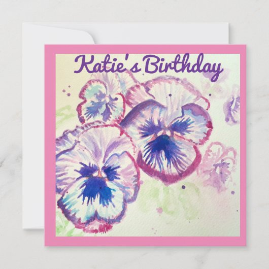 Carte Pensée Pensées Fleur Violet Floral Rose (Devant)