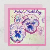 Carte Pensée Pensées Fleur Violette Florale Rose (Devant / Derrière)