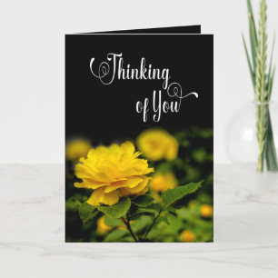 Carte Pensée pour toi, Blank, Rose jaune dans le jardin