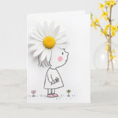 Carte Pensée pour toi Cheveux de marguerite (Fleur jaune)