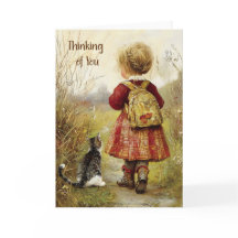 Pensée pour toi Fille au chat Promenade d'automne