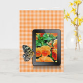 Carte pensée pour toi papillon sur tablette électronique (Fleur jaune)