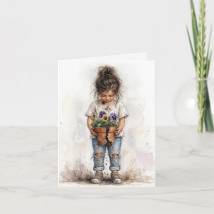 Carte Pensée pour toi Petite Fille avec des Pensées