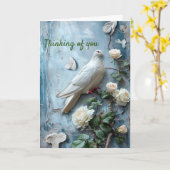 Carte Pensée pour vous - Colombe de condoléances (Fleur jaune)