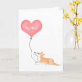 Carte pensée pour vous personnalisée avec corgi et (Fleur jaune)