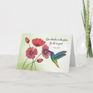 Carte Pensée religieuse de fleurs avec colibri