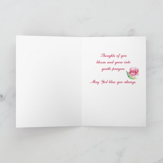 Carte Pensée religieuse de toi Écriture Rose rose (Intérieur)