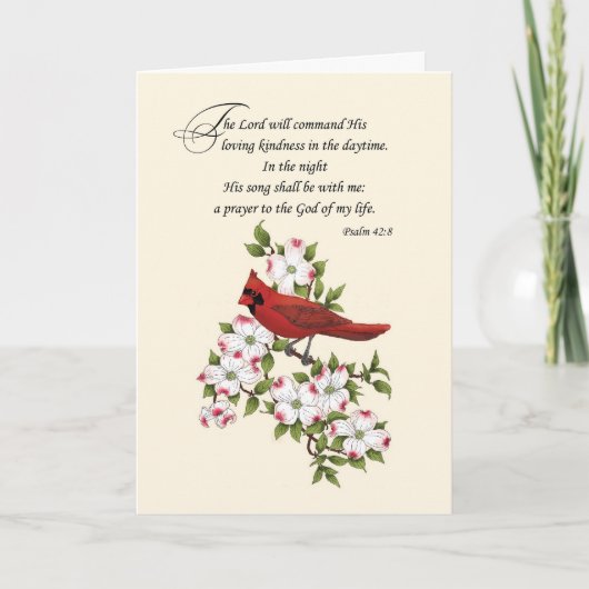 Carte Pensée religieuse de vous Cardinal sur Fleur de Co (Devant)