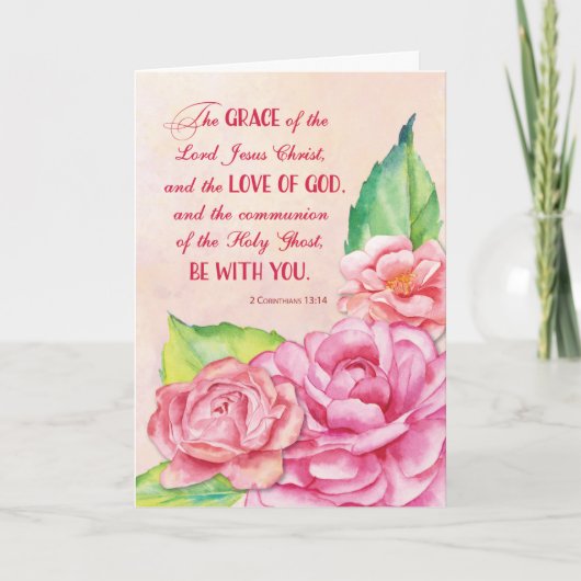 Carte Pensée religieuse de vous Écriture Rose rose (Devant)