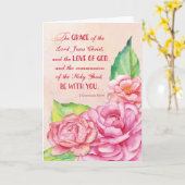 Carte Pensée religieuse de vous Écriture Rose rose (Fleur jaune)