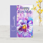 Carte Pensée Violette Fleur Fille Nom Anniversaire (Fleur jaune)