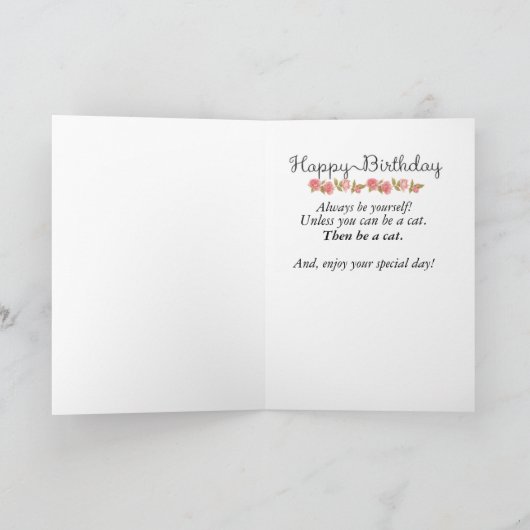 Carte Pensées d'anniversaire du point de vue d'un chat ( (Intérieur)