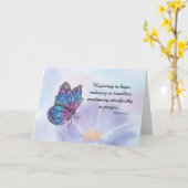 Carte Pensées et prières en temps difficile Papillon (Fleur jaune)