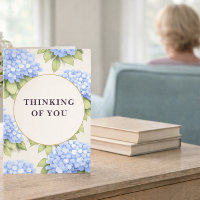 Carte "Pensées pour toi" Fleurs d'hydrangea bleues