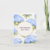 Carte "Pensées pour toi" Fleurs d'hydrangea bleues (Devant)