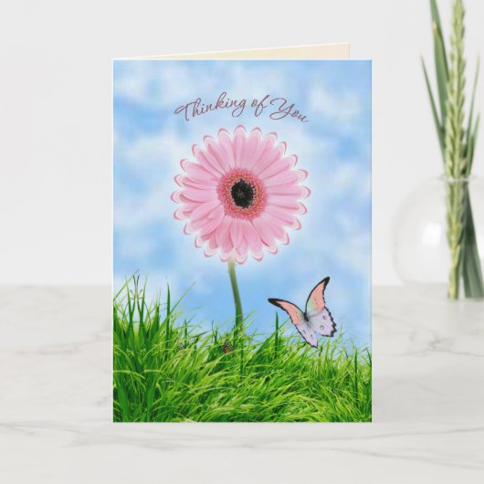 Carte Pensées pour vous avec fleur de marguerite-g (Devant)