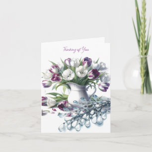 Carte Pensées pour Vous Vase Blanc de Tulipes