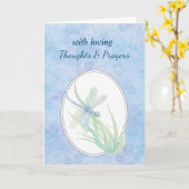 Carte Pensées Prières Sympathie Belle libellule (Fleur jaune)