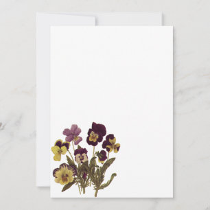 Carte Pensées vintage en fleurs, fleurs de jardin floral