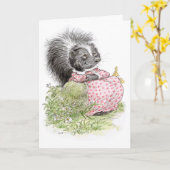 Carte "Penser à l'ouf" Dreamy Skunk Greeting Card (Fleur jaune)