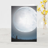 Carte Penser À Toi Kitty Au Lune (Fleur jaune)