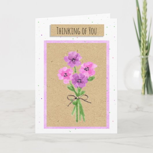 Carte Penser à vos fleurs d'aquarelle (Devant)