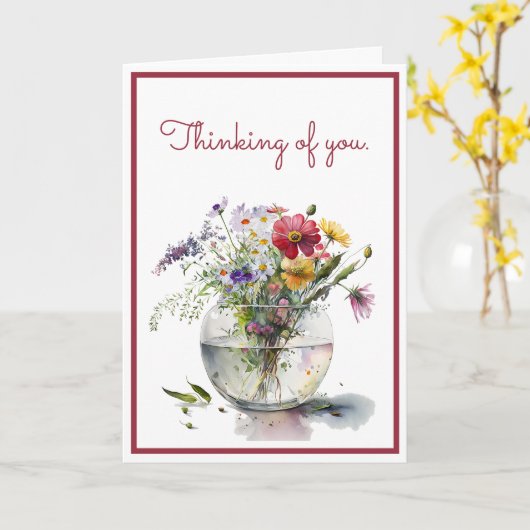 Carte Penser à vos marguerites d'aquarelle dans un vase  (Fleur jaune)