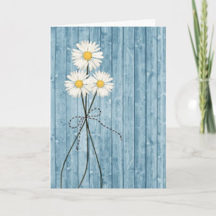 Carte Penser à vos marguerites sur Aqua Wood Card