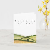 Carte Penser à votre aquarelle paysage (Fleur jaune)