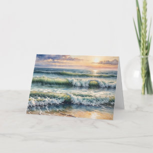 Carte Penser à votre aquarelle paysage marin