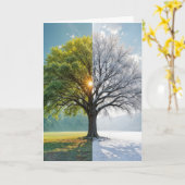 Carte Penser à votre chêne en double saison (Fleur jaune)