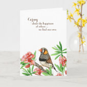 Carte penser à votre oiseau avec une citation (Fleur jaune)