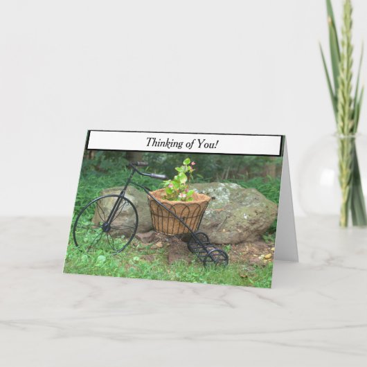 Carte Penser à votre vélo Fleurs roses (Devant)