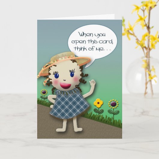 Carte Penser à vous - (Fleur jaune)