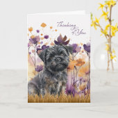 Carte Penser à vous Affenpinscher Chien Fleurs pourpres (Fleur jaune)