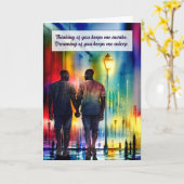 Carte Penser à vous Africain Américain Hommes Gay Arc-en (Fleur jaune)