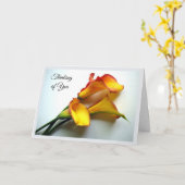 Carte Penser à vous avec Calla Lilies couleur Mango (Fleur jaune)