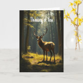 Carte Penser à vous Beau cerf animal (Fleur jaune)