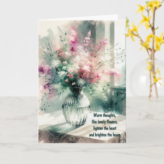 Carte Penser à vous Bouquet d'aquarelle (Fleur jaune)