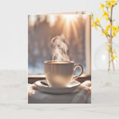 Carte Penser À Vous Café Par Fenêtre (Fleur jaune)