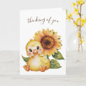 Carte Penser à vous Canard et Tournesol (Fleur jaune)