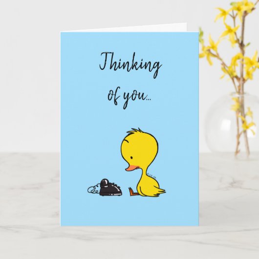 Carte penser à vous (canard solitaire) (Fleur jaune)