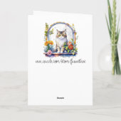 Carte Penser À Vous | Chat dans la fenêtre avec fleurs (Dos)