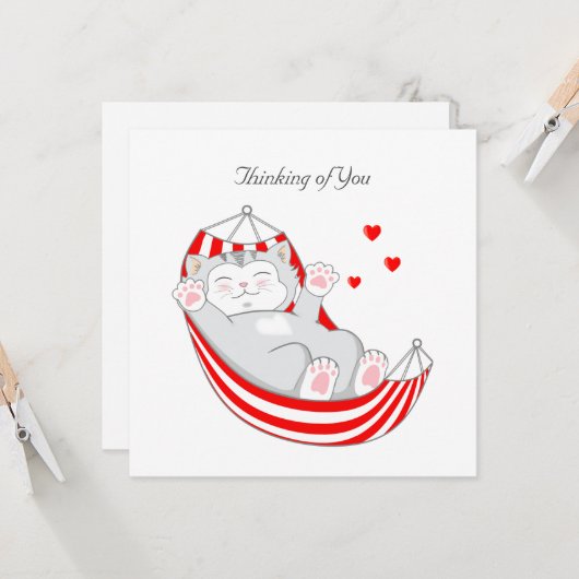 Carte Penser à vous chat Kitty avec les coeurs dans Hamm (Devant/Arrière en situation)