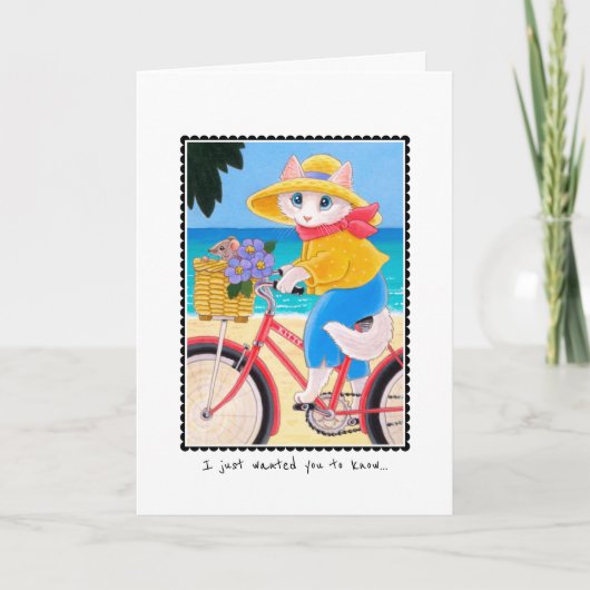 Carte Penser à vous Chat & Souris Bicyclette sur mesure (Devant)