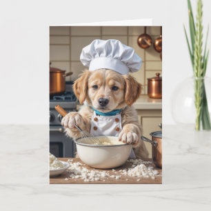 Carte Penser à vous Chef Golden Retriever Puppy